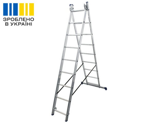 Алюмінієва двосекційна драбина DUOMAX VIRASTAR 2x9 сходинок